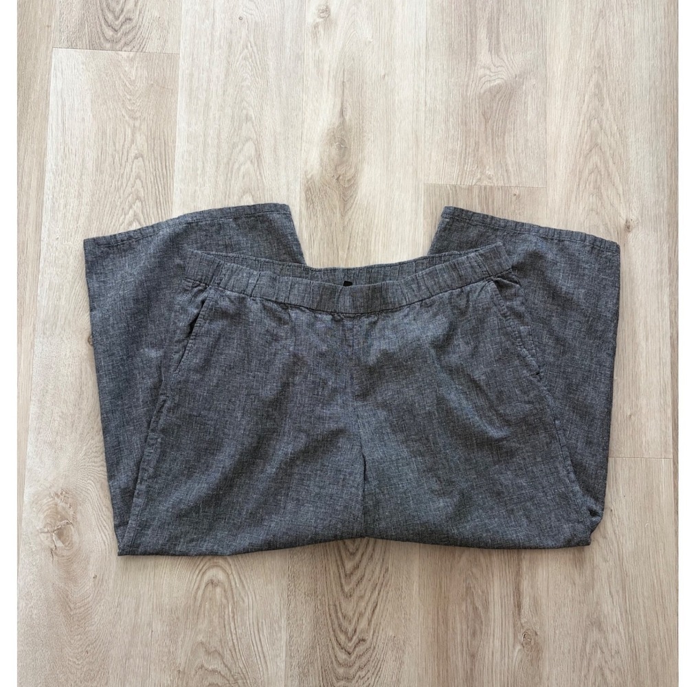 Eileen Fisher Organic Cotton Wide Leg Crop Pants Grey L Coastal Vacation Beach